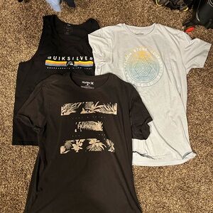 Quiksilver Black Tabk, Hurley Black and Volcom Multicolor Shirts